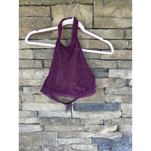 Victorias Secret Purple Red Mesh‎ Lace Halter Bra Womens Sz M